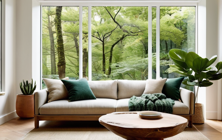 미래의 실내 생태계 - **Biophilic Living Room Retreat:** A cozy and serene living room designed with biophilic principles....